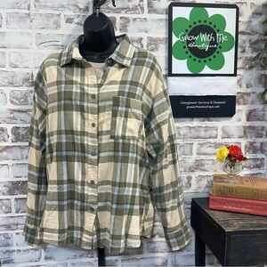 Cotton On Green and Cream Plaid Shirt size 6